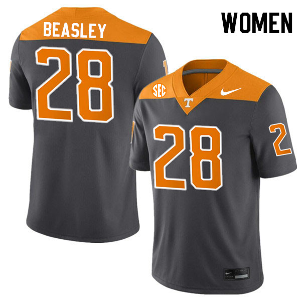 Women #28 Kaleb Beasley Tennessee Volunteers College Football Jerseys Stitched-Anthracite